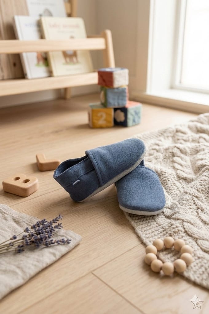 Stabifoot Babyslofjes – Zacht Leer – Cadeaudoos - Linnen zakje - Barefoot - IRIS 0 - 3