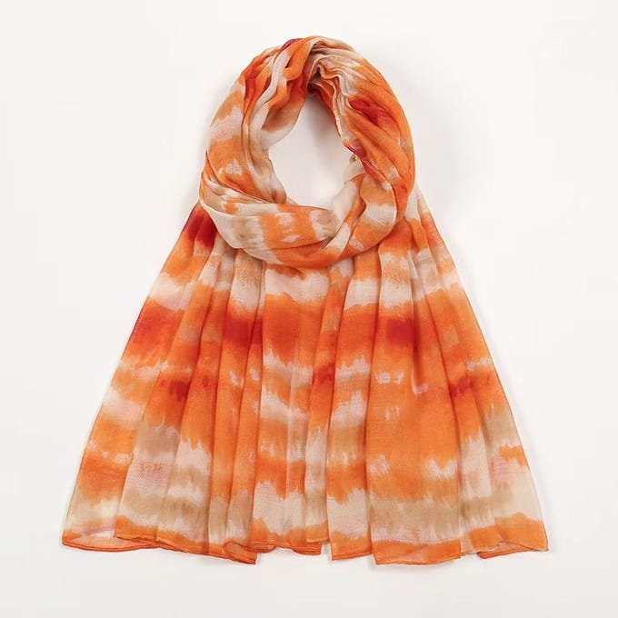 Zonnebrand Sjaal Veelzijdige Lange Sjaal Sjaal Verloop Dunne Stijl Lente en Herfst Print Tie Dye oranje