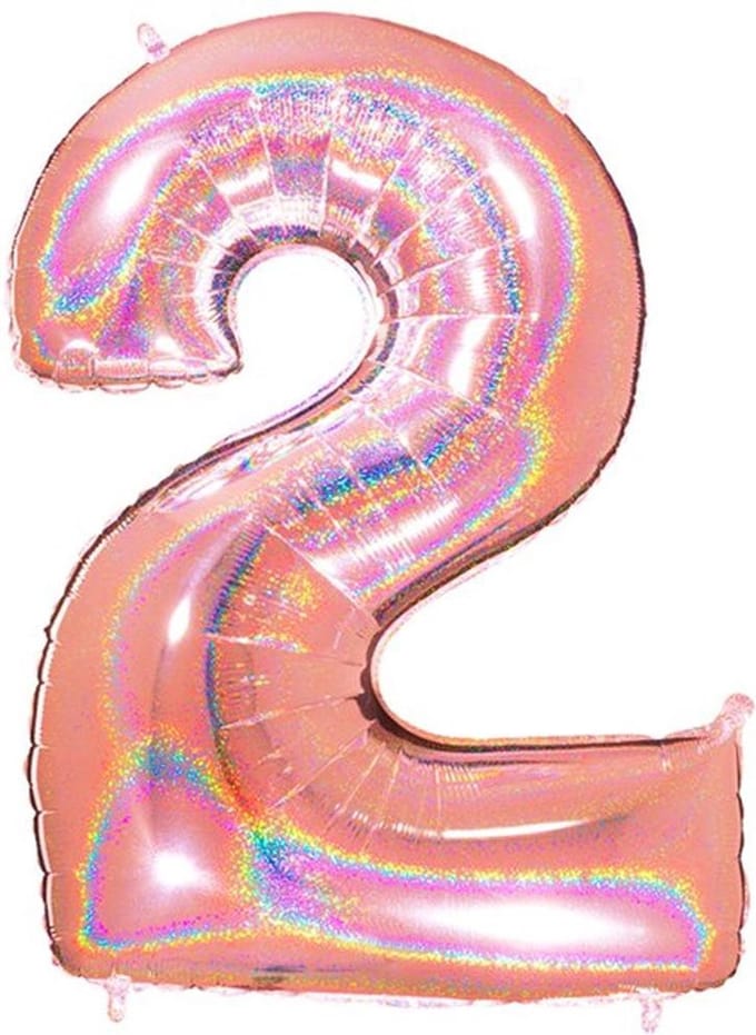 Folieballon Cijfer 2 Glitter Rose Gold (102cm)