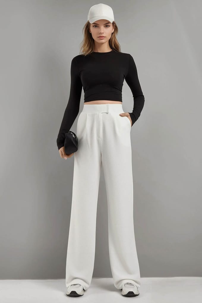Hoge Taille Elastische Crepe Palazzo Broek