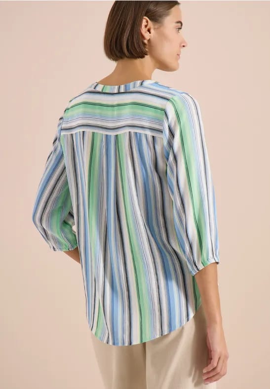 Blouse met 3/4 mouwen en meerkleurige strepen