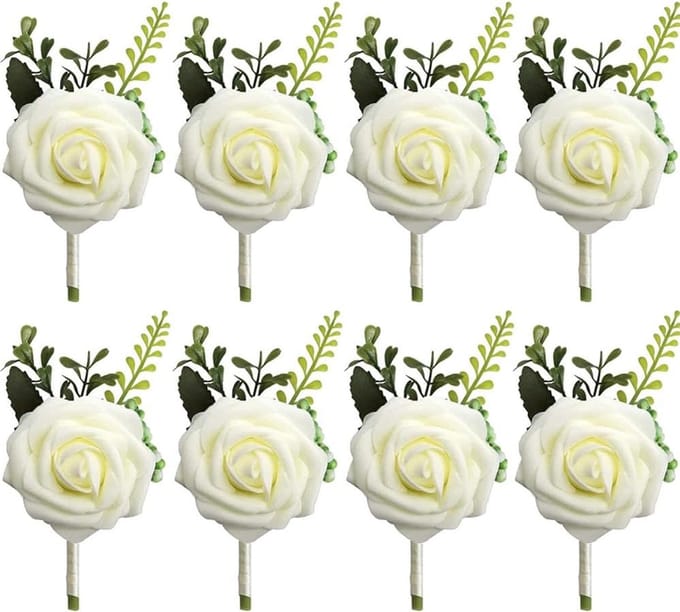8 Stuks Rozen Corsages voor Bruiloft - Bruidegom, Bruidsmeisjes en Gasten
