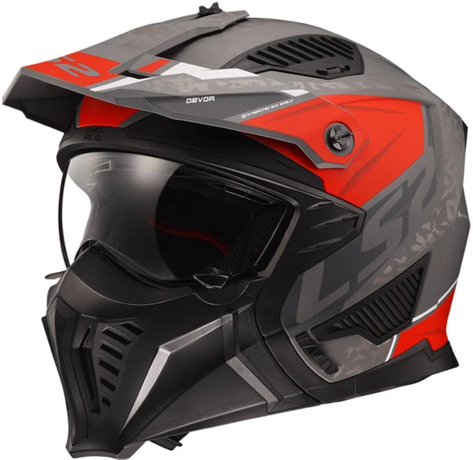 LS2 OF606 Drifter Devor Matt Silver Titanium Red 06 Multi Helmet - Maat M - Helm