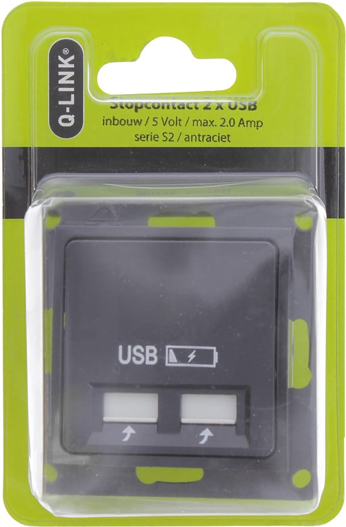Q-Link S2 contactdoos - inbouw - 2 x USB - 5V - antraciet