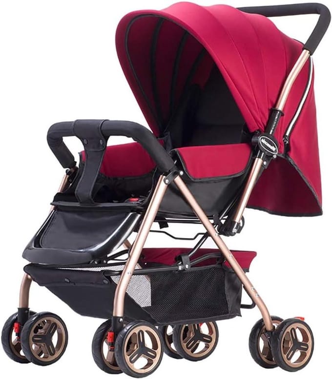 Babybuggy - Kinderwagen Reisbuggy - Compact Reizen - Ophanging Vier Wielen - 10kg - Rood