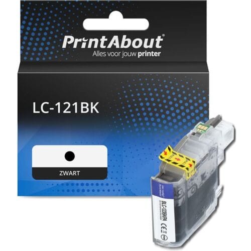 PrintAbout huismerk Inktcartridge LC-121BK Zwart Geschikt voor Brother