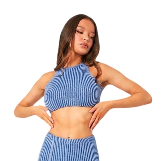 Missy Empire Dames/Dames Gebreide Gewatteerde Top (Blauw)