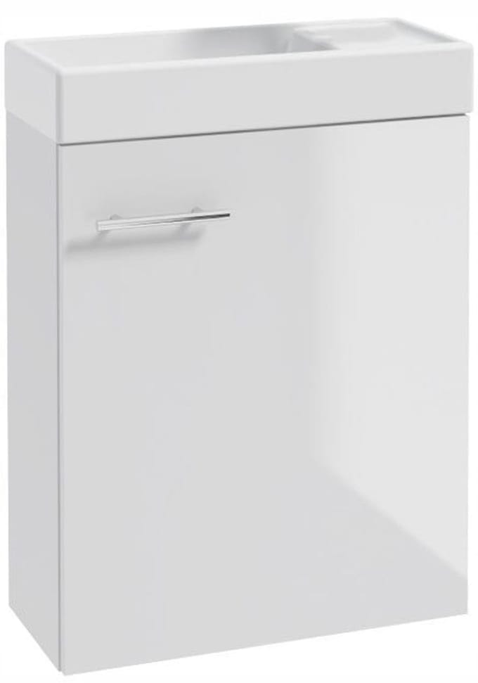 Deftrans Small Serie - Badkamerkast met Wastafel - 50x70 cm - Hangend - Wit - Chroom Handgreep