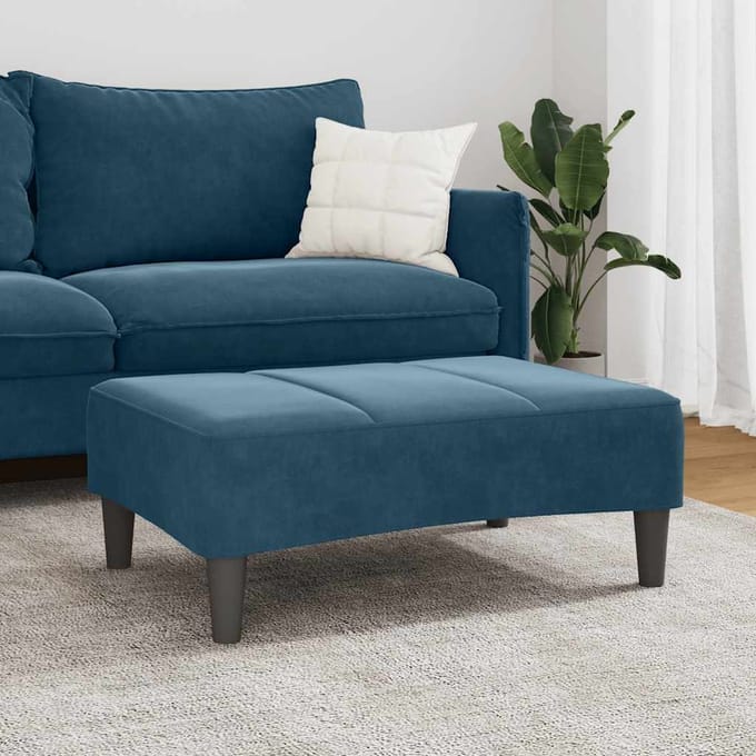 vidaXL - Voetenbank - 77x55x31 - cm - fluweel - blauw