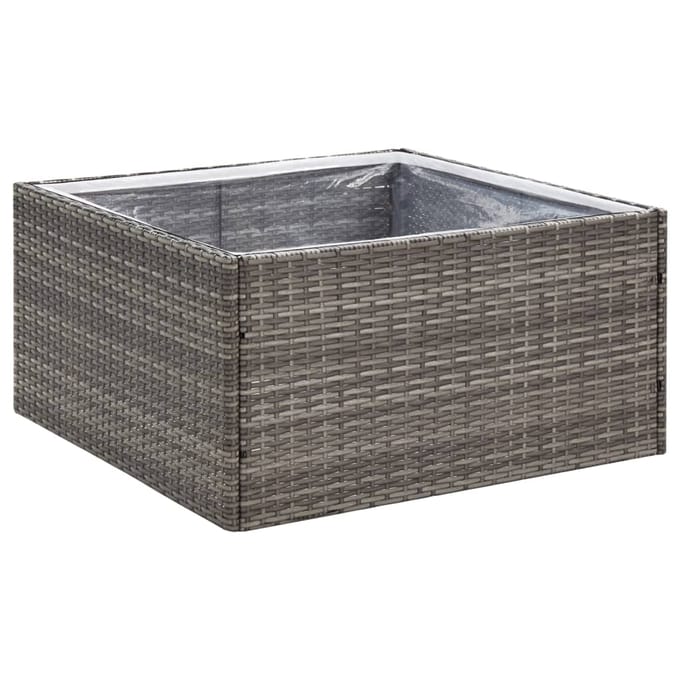 vidaXL - Plantenbak - 80x80x40 - cm - poly - rattan - grijs