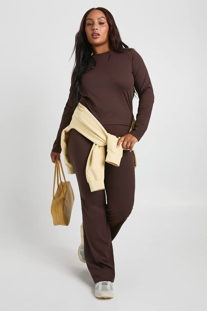 boohoo Dames Plus Super Soft Hoge Taille Uitlopende Legging | Coffee | Maat: 18