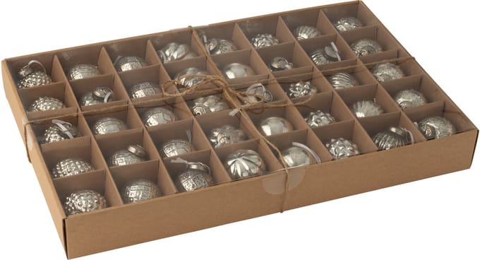 J-Line kerstbal - glas - zilver - doos van 40