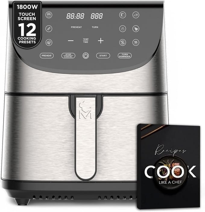 Heteluchtfriteuse 7 Liter XXL met 1700W Vermogen en LED Touchscreen