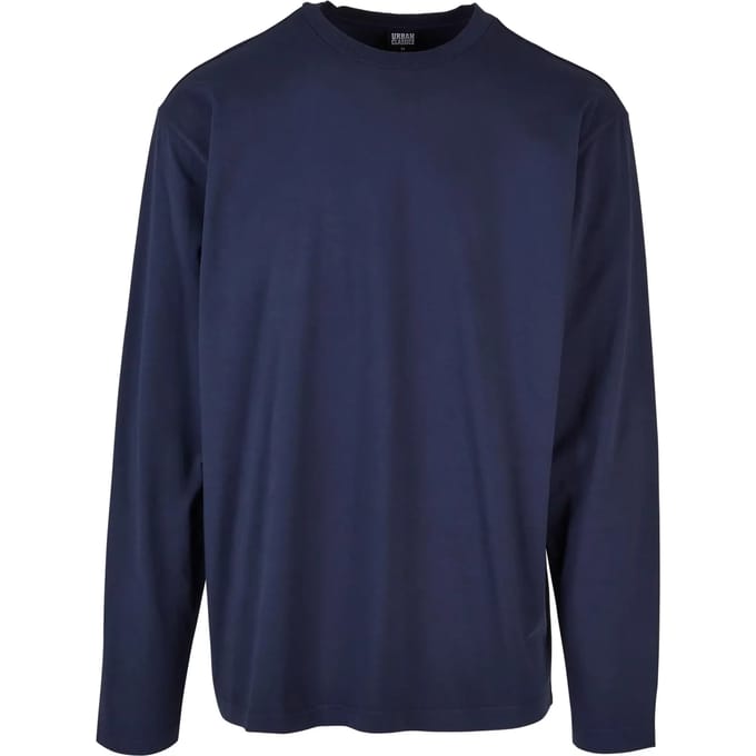 Urban Classics - Heavy Oversized Garment Dye Longsleeve shirt - M - Donkerblauw