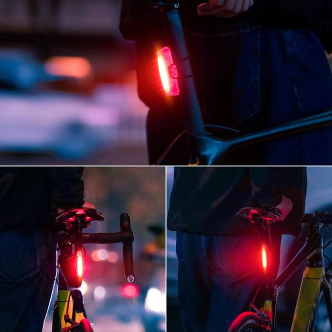 USB Oplaadbare LED Fietsrem Achterlicht Smart Sensorlicht Waterdicht Fietsachterlicht Fietsen rood