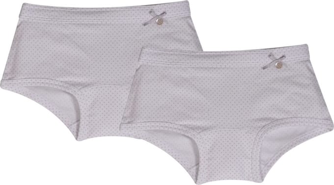 Woody - Meisjes shorty - duopack, wit grijze dots - 10 jaar