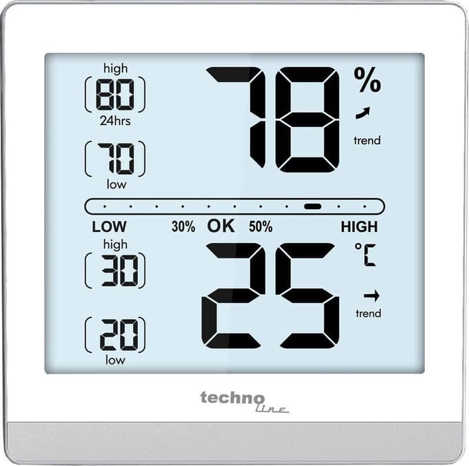 Technoline thermometer - WS 9470 - 118x118x24mm - wit/zilver - TL-WS9470