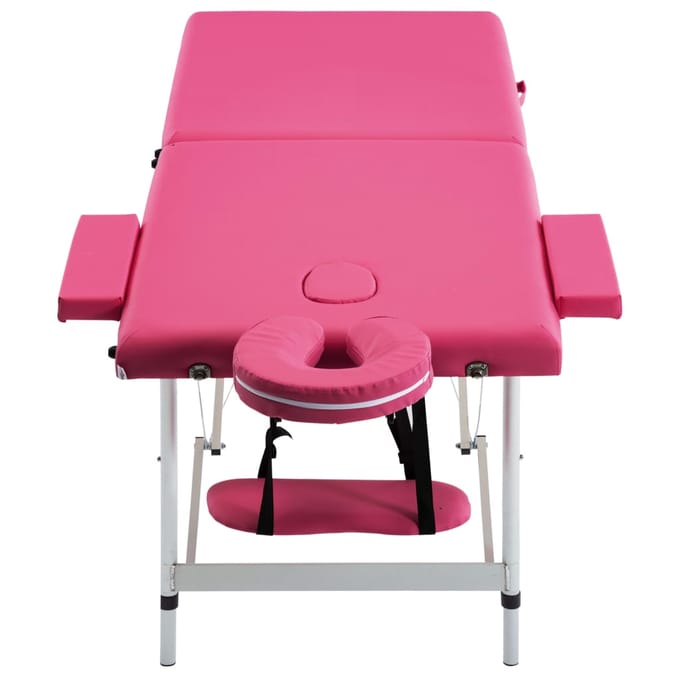 vidaXL - Massagetafel - inklapbaar - 2 - zones - aluminum - roze