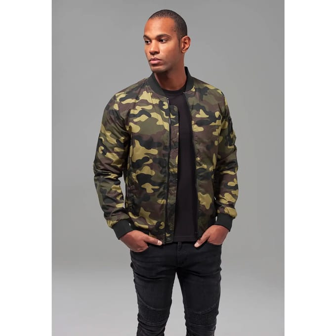 Urban Classics Light Camo Bomber Jacket Woodcamo Taglia: L | Bomber Outlet | Unisex