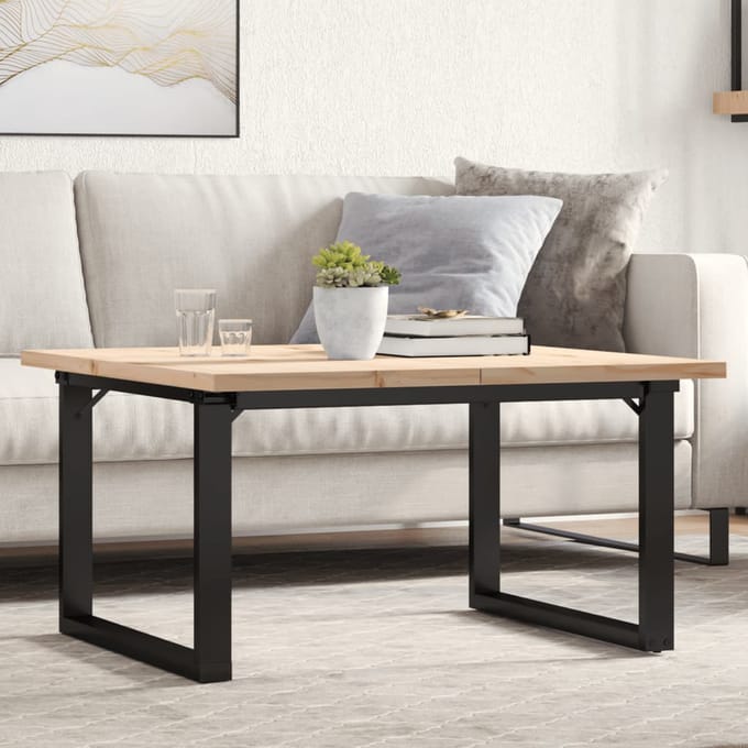 vidaXL - Salontafel - O-frame - 80x80x45,5 - cm - grenenhout - en - staal