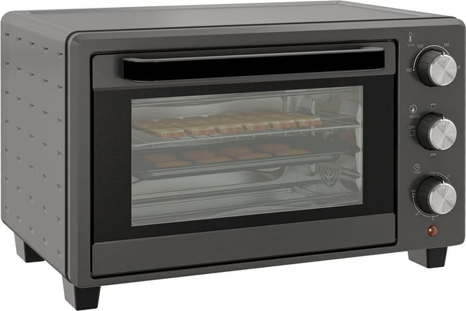HOMCOM-Minibackofen-Metall, Edelstahl-46,4L x 38B x 28,5H cm-Grau