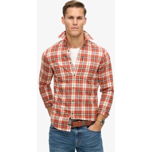 Superdry Vintage Geruit Overhemd van Biologisch Katoen Wit Grootte: M