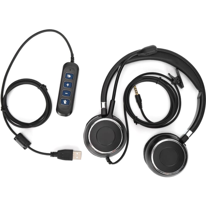 Binaurale Headset Kantoorheadset met Microfoon en o-bediening voor 3,5 mm Connector en USB-interface