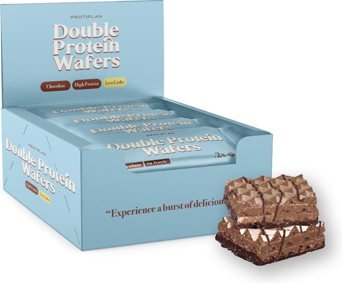 Protiplan - Proteïne Wafels Chocolade - 12 x 2 x 20 g - Eiwitrijk - Koolhydraatverlaagd - Sportvoeding