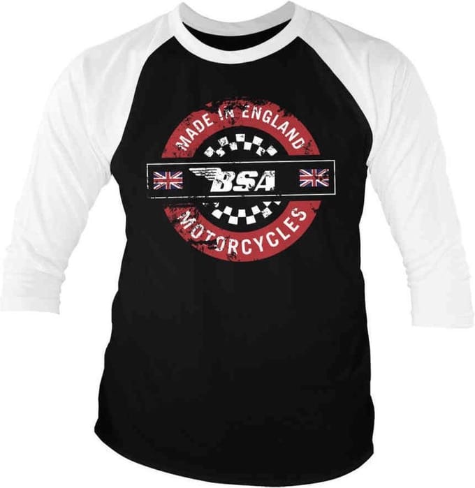 BSA Raglan top -M- Made In England Zwart/Wit