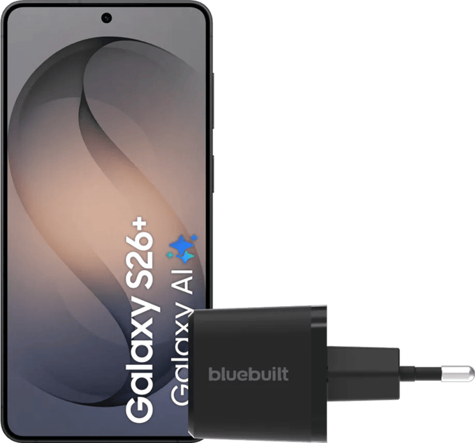 Samsung Galaxy S26 Plus 256GB Zwart 5G + BlueBuilt Oplader 45 Watt Zwart