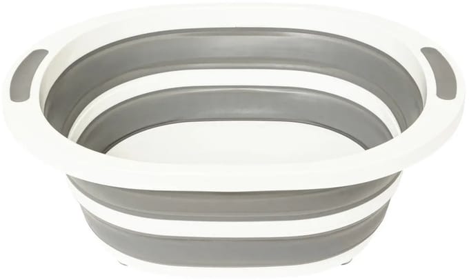 5Five Afwasteil opvouwbaar - kunststof - 8L - 40 x 30 x 14 cm - grijs - emmer- camping