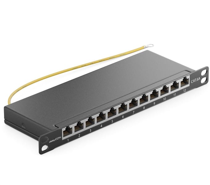 Patchpanel Mini - Netwerkverdeler - Netwerk Installatie - 12 Poorten - 0.5U - Zwart