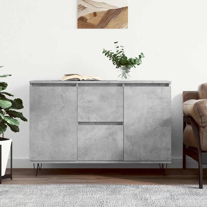 vidaXL - Dressoir - 101,5x35x70 - cm - bewerkt - hout - betongrijs