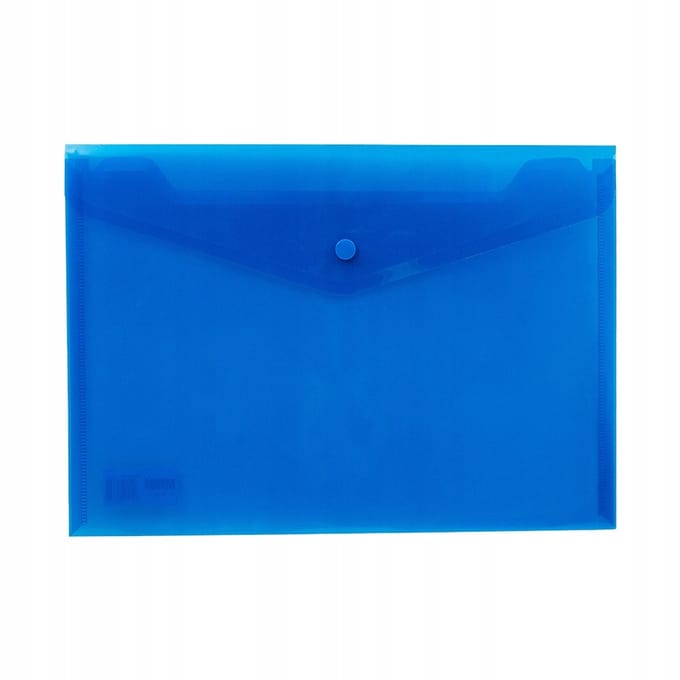 Tetis A5 kunststof documentenenvelop met druksluiting, blauw