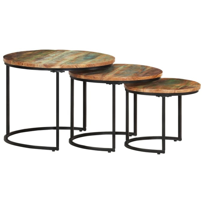 vidaXL - 3-delige - Tafeltjesset - massief - gerecycled - hout