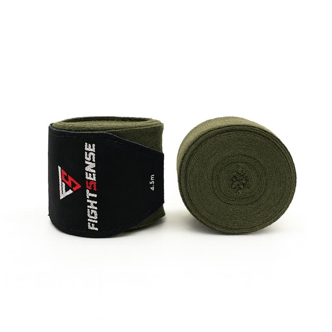 Fightsense Handwraps 450 cm – Militair Groen – Boksen & Kickboksen