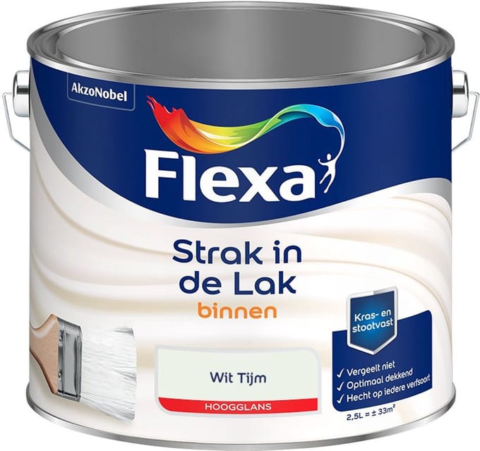 Flexa - Strak In De Lak Binnenlak Hoogglans - Wit Tijm - Mengverf - 2,5 L