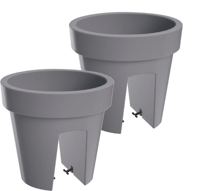 Bloembak Balkonbak Lofly Railing 25x25x23cm STEENGRIJS Prosperplast / 2 STUKS ! /