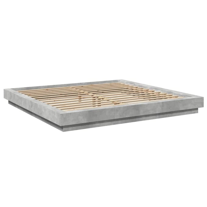 vidaXL - Bedframe - bewerkt - hout - betongrijs - 180x200 - cm