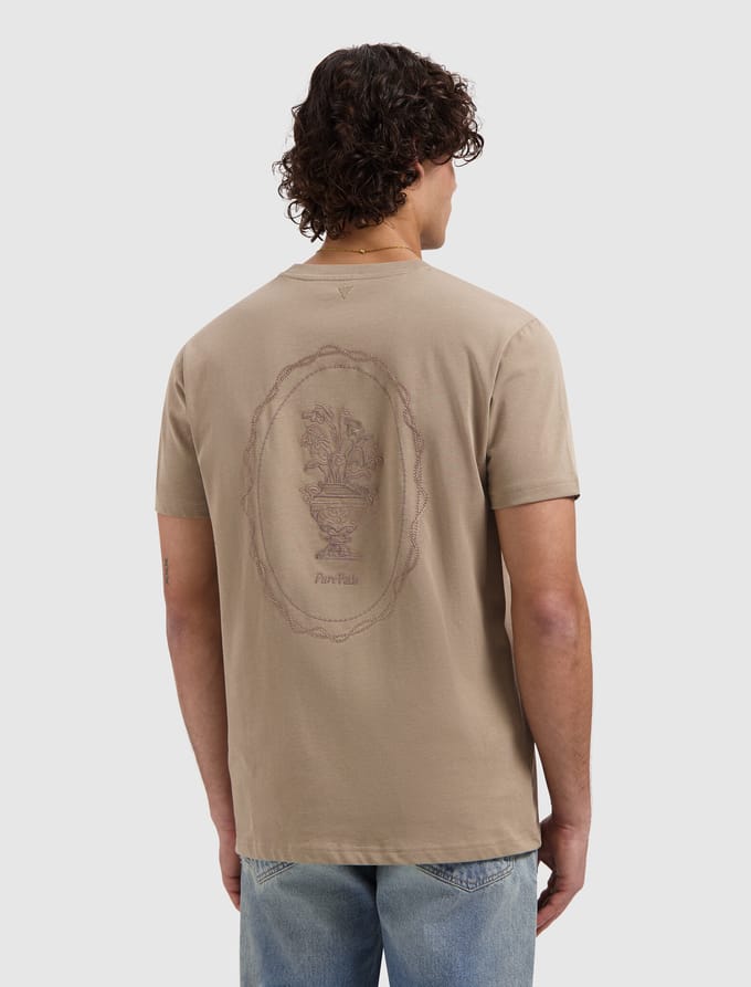 Pure Path T-shirt Embroidered Vase Taupe (26010106 - 53)