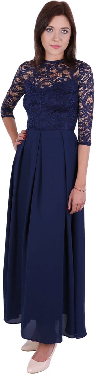 Marineblauwe maxi met kanten top