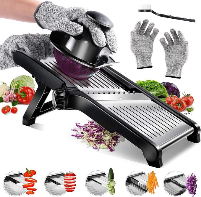 Multifunctionele 5-in-1 Groentesnijder en Mandoline met Verstelbare Instellingen