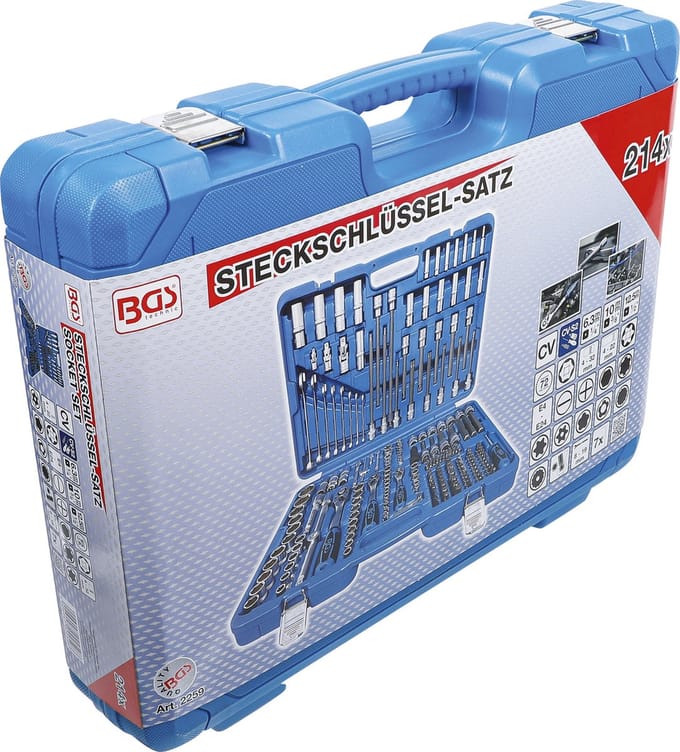 BGS Dopsleutelset zeskant 1/4 / 3/8 / 1/2 214 delig