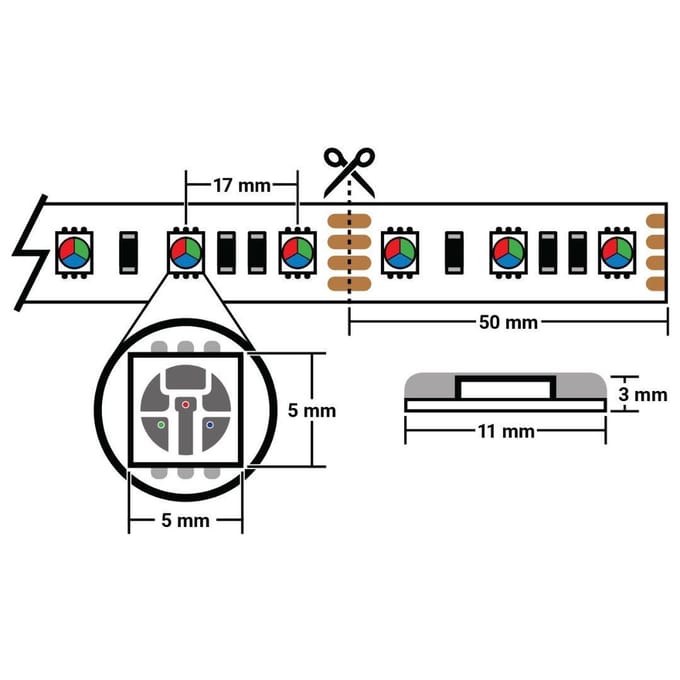 1 meter warm wit led strip - 60Leds/m - 12V