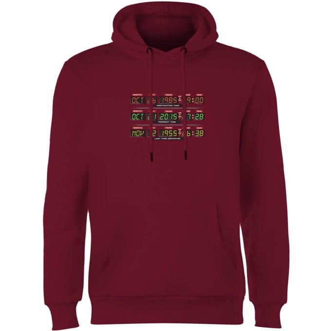 Back To The Future Destination Clock Hoodie - Burgundy - M