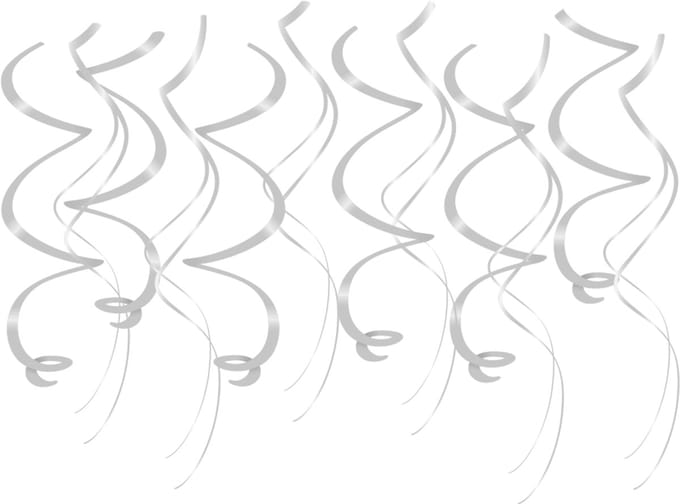 Swirl decorations | Slingers | Kleur: Zilver | Lengte: 70cm | Inhoud: 12 stuks