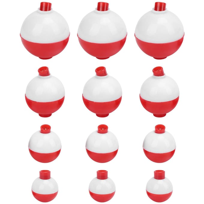 12 stuks Visdobbers Set Hard ABS Snap-On Drijvers Rood Wit Ronde Visdobbers Dobbers white