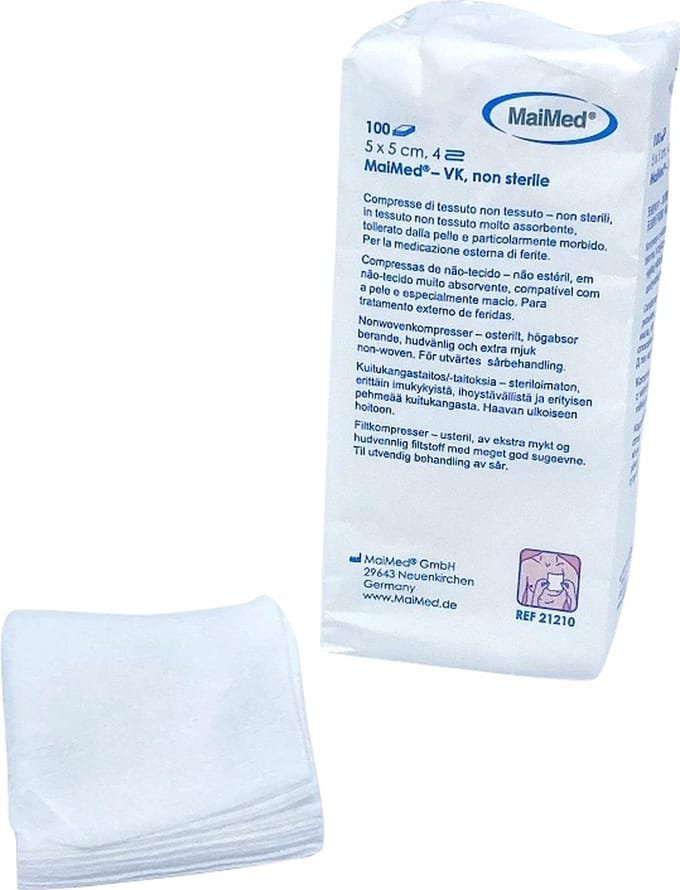 MaiMed non-woven gaascompressen 5cm x 5cm  - 100 stuks