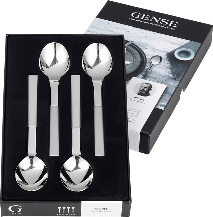Gense Dessert spoon Nobel 16.5 cm 4 pcs. Matte/Glossy Staal