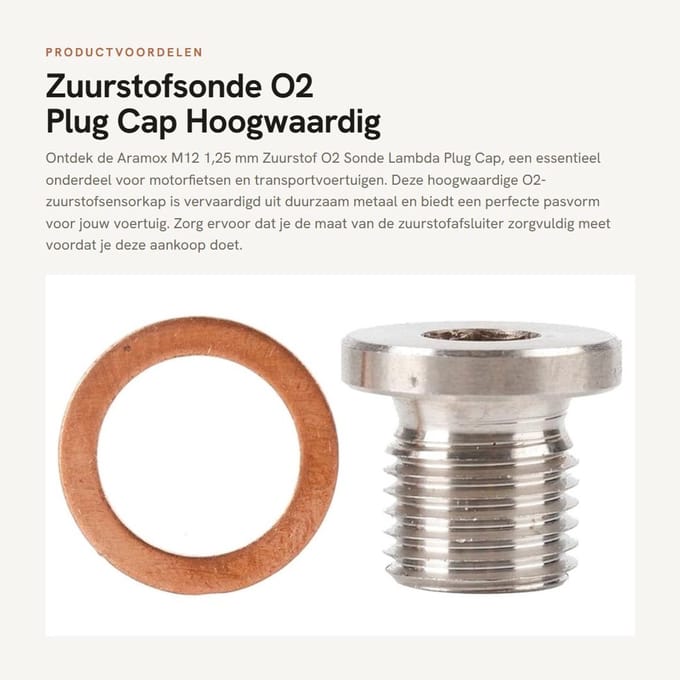 Dailygoods- Lambda Sonde - M12 1,25 mm Zuurstofsluiter - Hoogwaardig Metaal - Slijtvast - Herbruikbaar - Roestbestendig - Zuurstofsensor